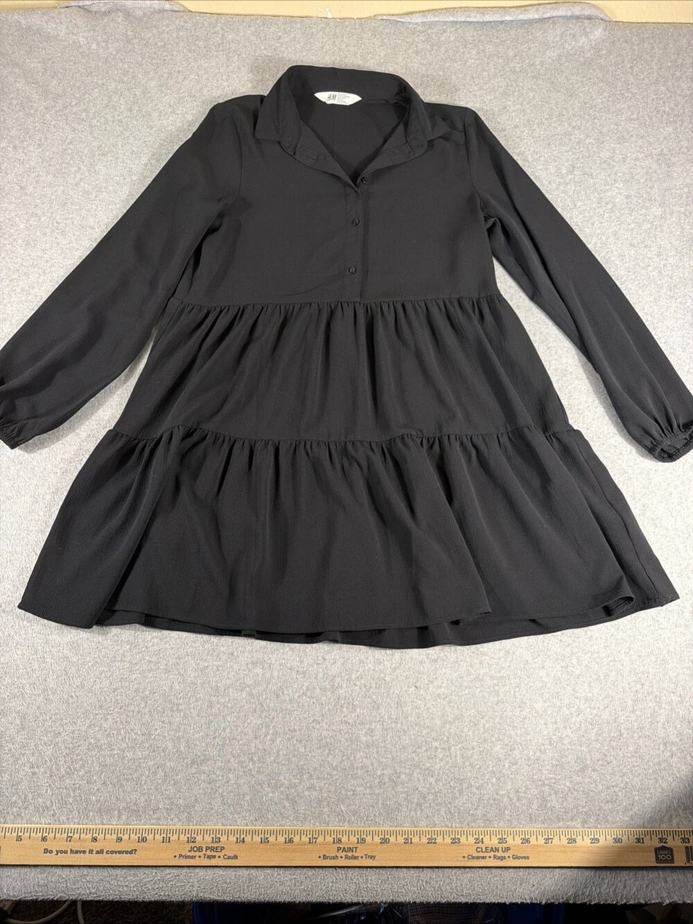 H&M Women’s Black Dress Size 18, Babydoll Dress, 3/4 Sleeve - Picture 1 of 6